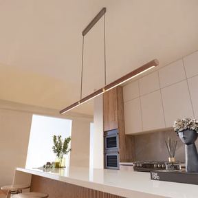 Calibo Aquila 1500mm Timber Tubular LED Linear Pendant with Brass Finish Collar - Ash with White