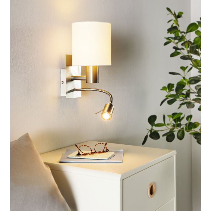 PASTERI W/L 1X40W E27 + 3.5W LED 3000K SN/WHT