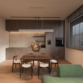 Calibo Munia Sculptural Ribbed LED Linear Pendant with Paintable Gypsum Surface - White