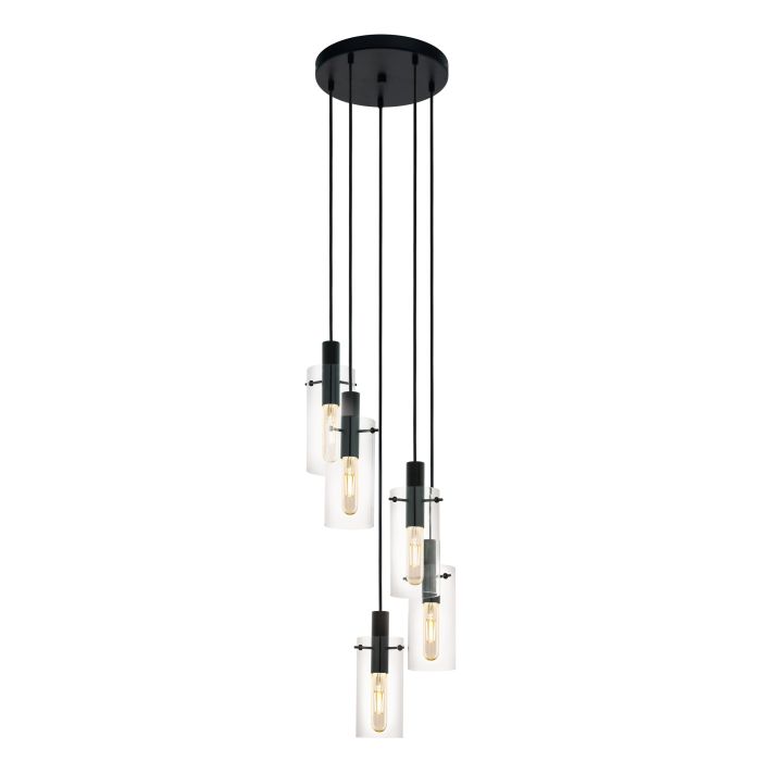 MONTEFINO H/L 5X60W E27 BLK/CLR