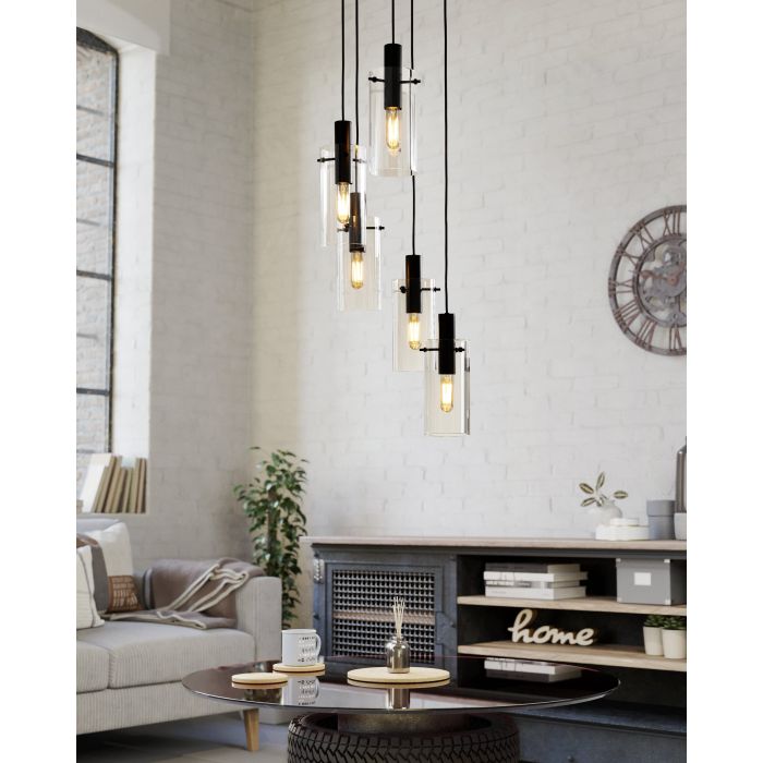 MONTEFINO H/L 5X60W E27 BLK/CLR