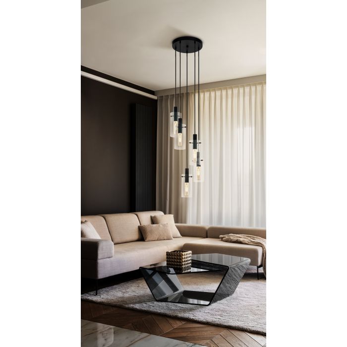 MONTEFINO H/L 5X60W E27 BLK/CLR