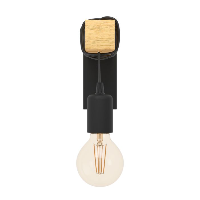 TOWNSHEND W/L 1X10W E27 BLK/LIGHT WOOD