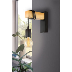 TOWNSHEND W/L 1X10W E27 BLK/LIGHT WOOD