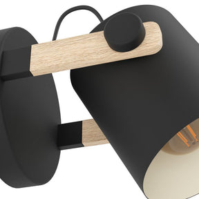 HORNWOOD W/L 1X28W E27 BLK/LIGHT WOOD