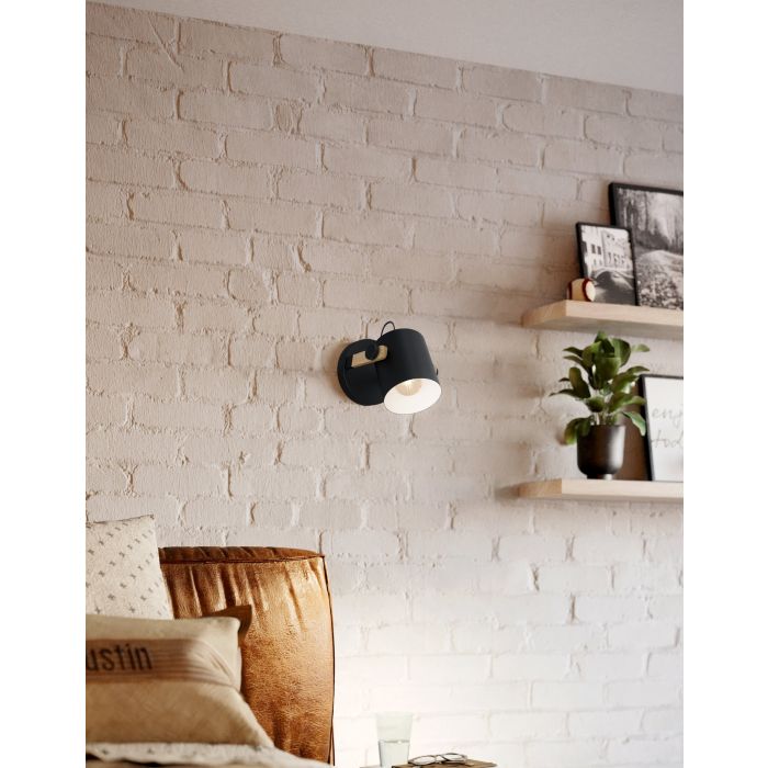 HORNWOOD W/L 1X28W E27 BLK/LIGHT WOOD