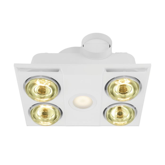 Aura 3-in-1 Bathroom Heater, Exhaust Fan & LED Light White