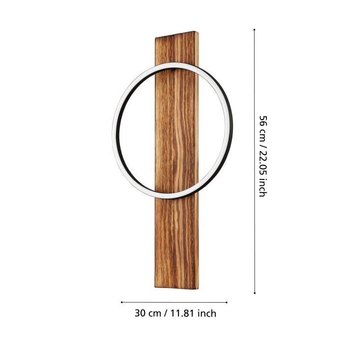 BOYAL W/L 12W LED 3000K BLK/RUSTIC WOOD
