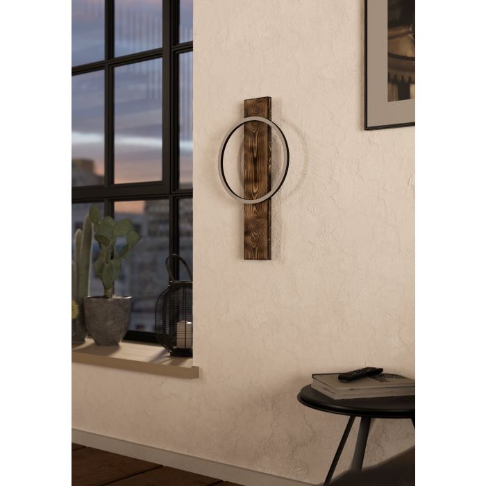 BOYAL W/L 12W LED 3000K BLK/RUSTIC WOOD