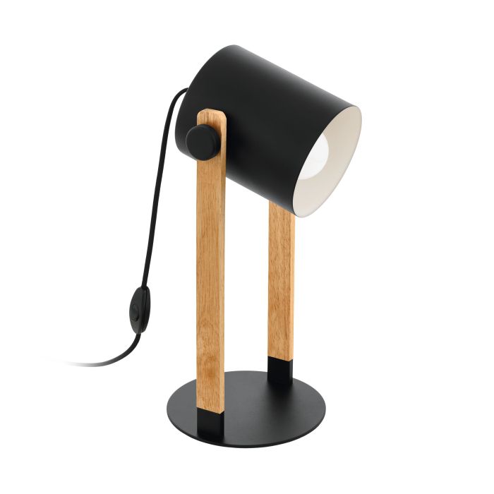 Hornwood T/l 1x60w E27 Blk/light Wood - Table Lamp - Lux Lighting