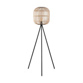 Bordesley F/l 1x28w E27 Blk/light Wood - Floor Lamp - Lux Lighting