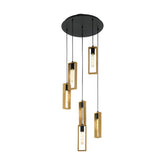 LITTLETON H/L 6X60W E27 BLK/LIGHT WOOD