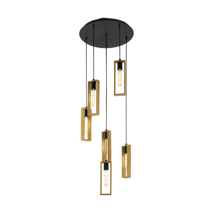 LITTLETON H/L 6X60W E27 BLK/LIGHT WOOD