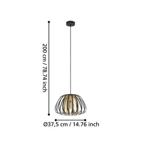 ENCINITOS H/L 1X40W E27 BLK/GLD LGE