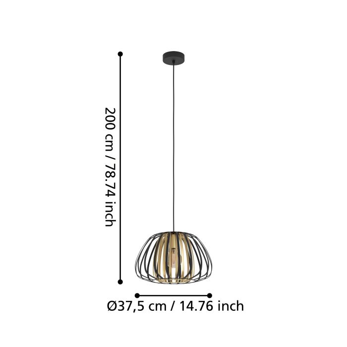 ENCINITOS H/L 1X40W E27 BLK/GLD LGE