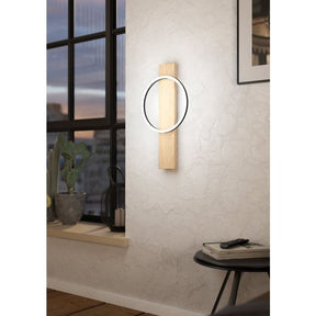 BOYAL W/L 12W LED 3000K BLK/NAT WOOD