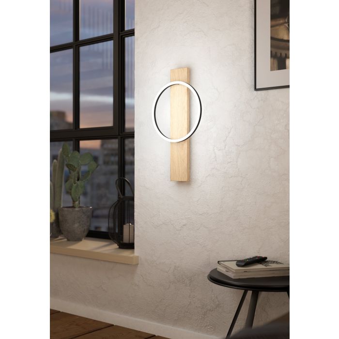 BOYAL W/L 12W LED 3000K BLK/NAT WOOD