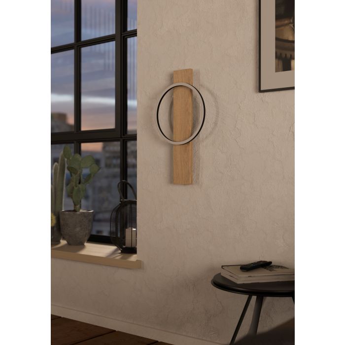 BOYAL W/L 12W LED 3000K BLK/NAT WOOD