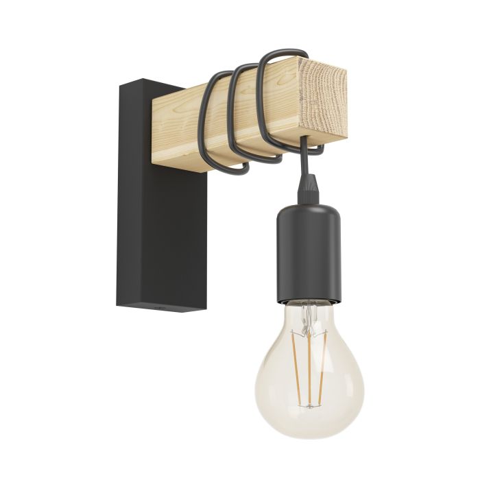 TOWNSHEND W/L 1X10W E27 BLK/LIGHT WOOD FSC