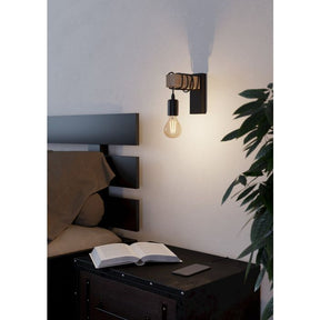 TOWNSHEND W/L 1X10W E27 BLK/LIGHT WOOD FSC