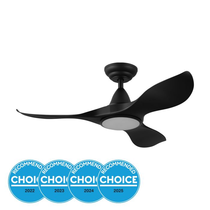 NOOSA 40 DC FAN 18W LED TRI-COL BLK