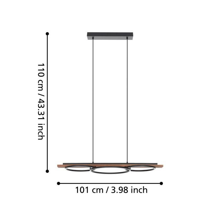 BOYAL H/L 40.5W LED 3000K BLK/RUSTIC WOOD