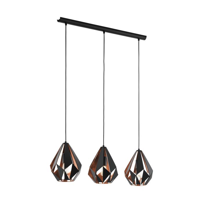 CARLTON 1 H/L 3X60W E27 BLK/COP 2M