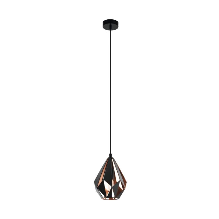 CARLTON 1 H/L 1X60W E27 BLK/COP 2M SML
