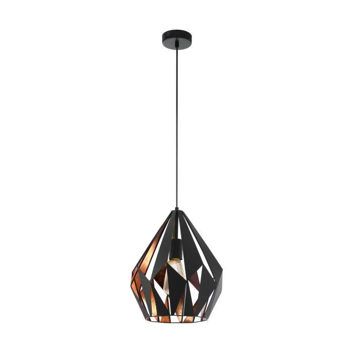 CARLTON 1 H/L 1X60W E27 BLK/COP 2M MED