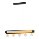 LAYHAM H/L 5X60W E27 BLK/RUSTIC WOOD