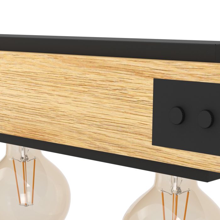 LAYHAM H/L 5X60W E27 BLK/RUSTIC WOOD
