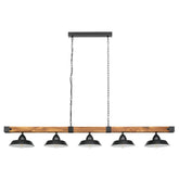 OLDBURY H/L 5X60W E27 BLK/RUSTIC WOOD