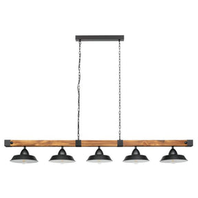 OLDBURY H/L 5X60W E27 BLK/RUSTIC WOOD