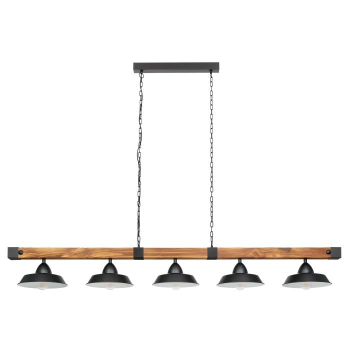 OLDBURY H/L 5X60W E27 BLK/RUSTIC WOOD
