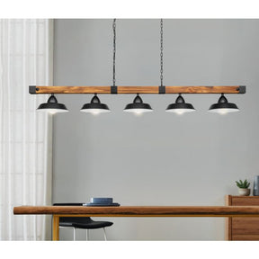 OLDBURY H/L 5X60W E27 BLK/RUSTIC WOOD