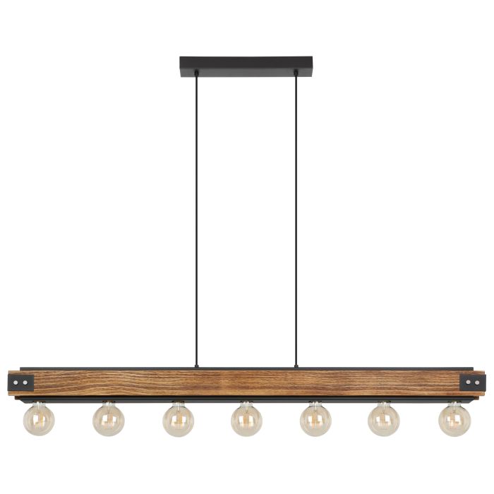 LAYHAM H/L 7X60W E27 BLK/RUSTIC WOOD