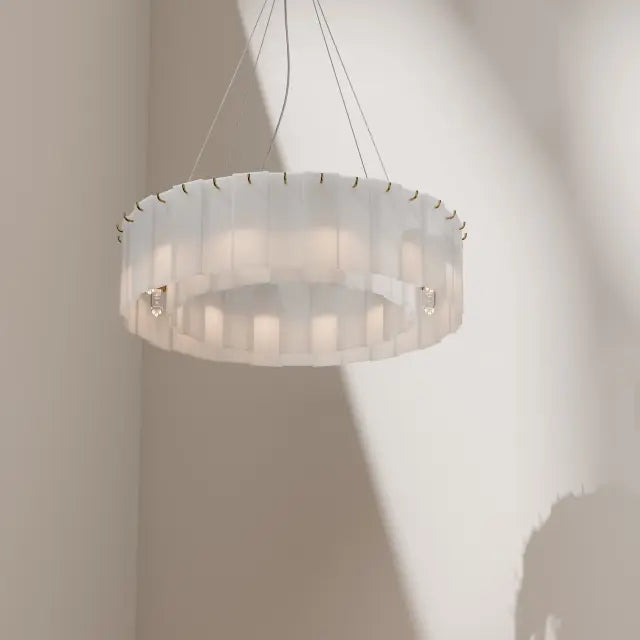 Calibo Mirage 18 Light Alabaster Stone 800mm Round Pendant - Brass