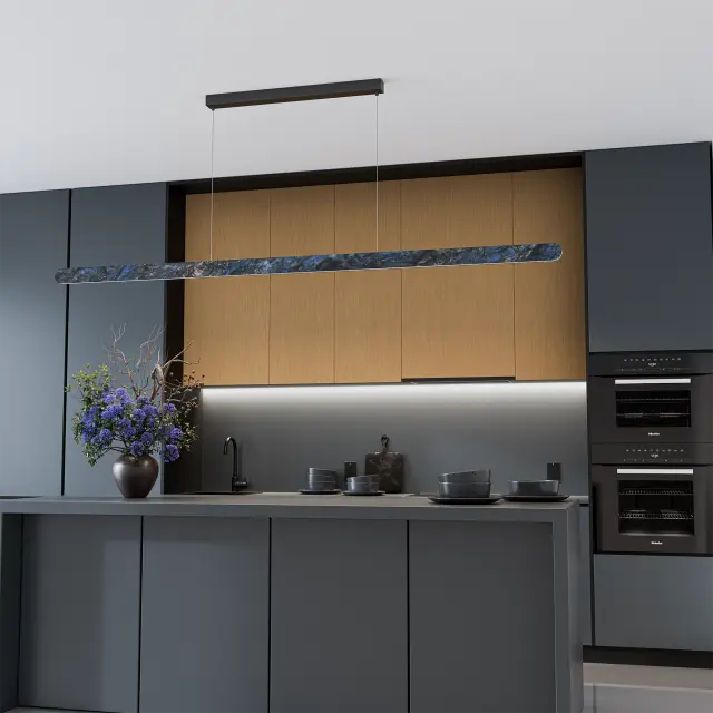 Calibo Lanner 2000mm Crafted Marble LED Linear Pendant - Black