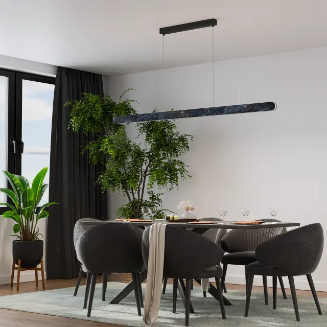 Calibo Lanner 2000mm Crafted Marble LED Linear Pendant - Black