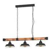 OLDBURY H/L 3X60W E27 BLK/RUSTIC WOOD FSC