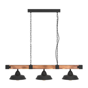 OLDBURY H/L 3X60W E27 BLK/RUSTIC WOOD FSC
