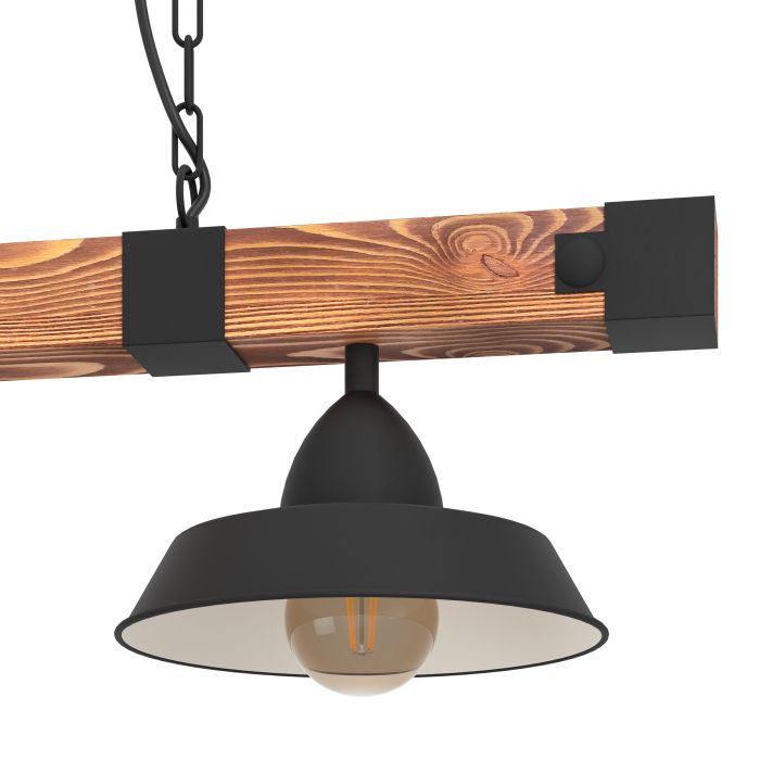 OLDBURY H/L 3X60W E27 BLK/RUSTIC WOOD FSC