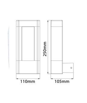 AMUN Exterior LED Matt Black Rectangular Surface Mounted Wall Light IP54