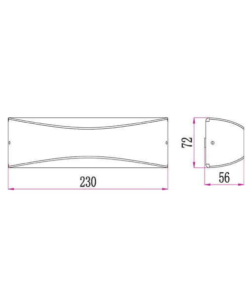 WALL S/M Up/Dn 7W CURVED Matt Wh 3K IP65 Opal Diff 350Lm