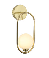 ARO Interior Round Opal Glass with Satin Gold Frame Wall Light