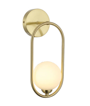 ARO Interior Round Opal Glass with Satin Gold Frame Wall Light