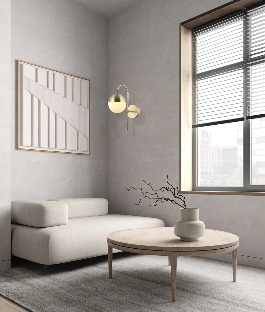 WALL Int S/M G9 Max 25W RND Opal Glass Diffuser With Satin Gold Bracket