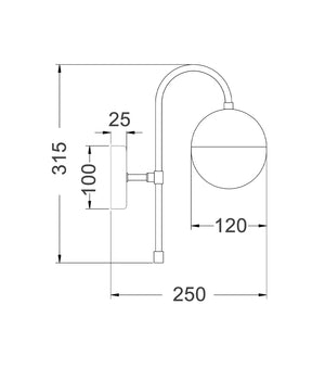 WALL Int S/M G9 Max 25W RND Opal Glass Diffuser With Satin Gold Bracket