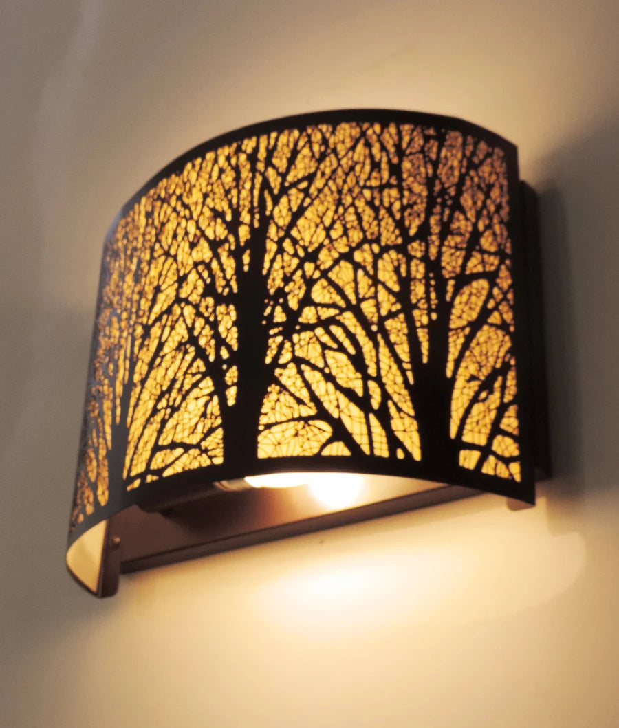 AUTUMN Curved Aged Bronze With Amber Lining Interior Wall Light