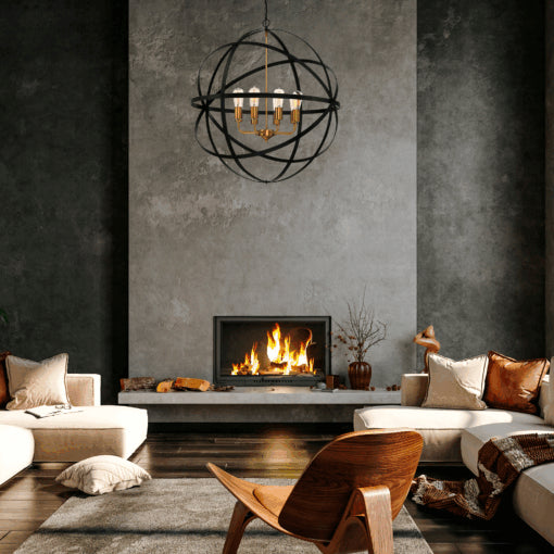 Apollo P8 BRZ/GLD 8 Light E27 90cm Orb Pendant Bronze Gold